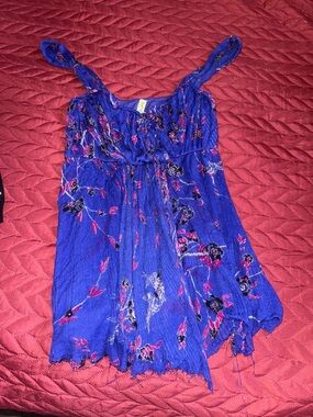 Free People Royal Blue Floral Tank Top